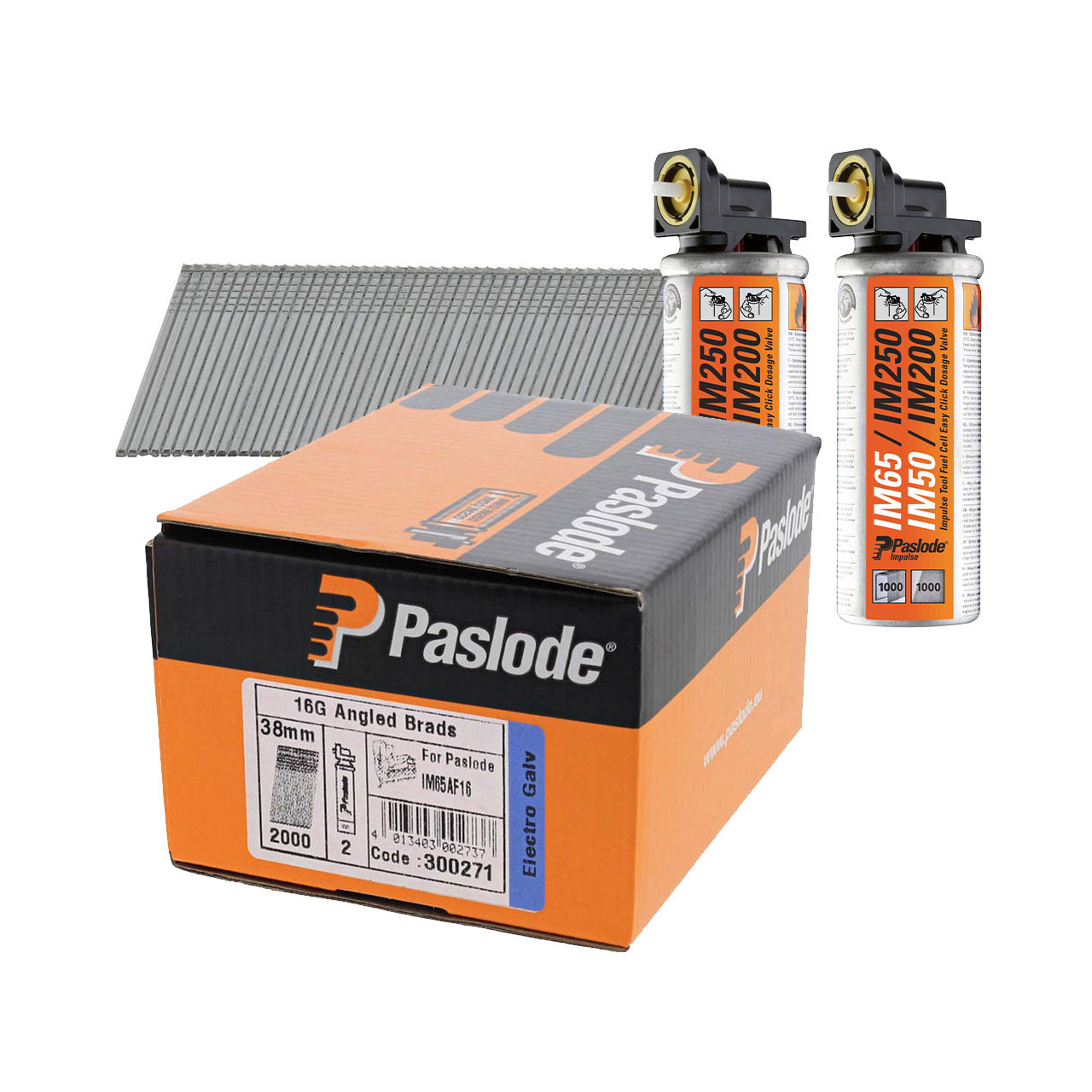Paslode IM350+ Nails & Fuel Cells Trade Pack - Plain Shank - Bright